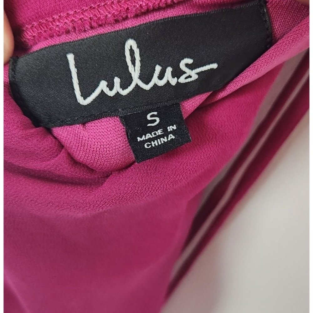 Lulus Women's Sz. S Strappy To Be Here Magenta Lace-Up Maxi Dress - Picture 4 of 10